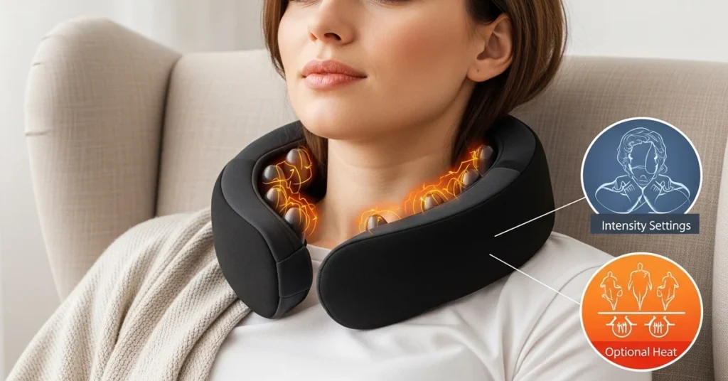 masajeador cervical shiatsu con calor para cuello y hombros alivio dolor