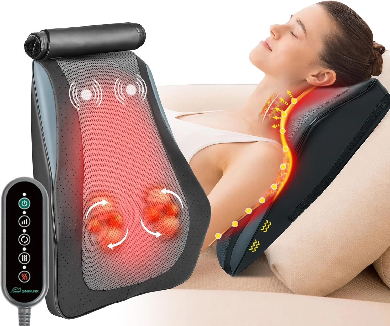 Snailax Cojin Shiatsu Cervical Espalda Calor - oferta Prime Day