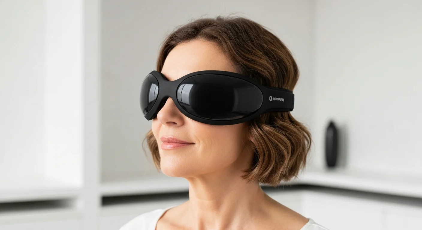 Masajeador de ojos eléctrico con calor y airbags en uso