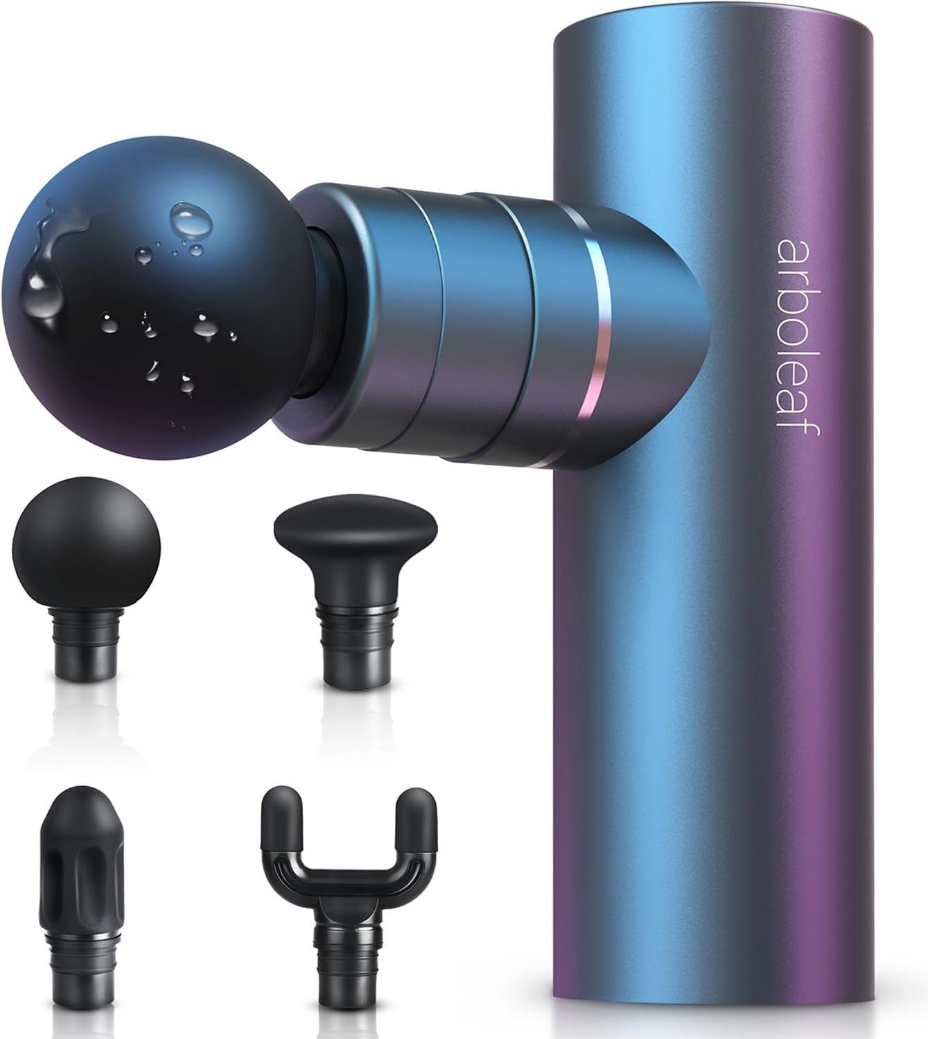 arboleaf Mini metal azul y violeta, con cabezal esférico y varios accesorios