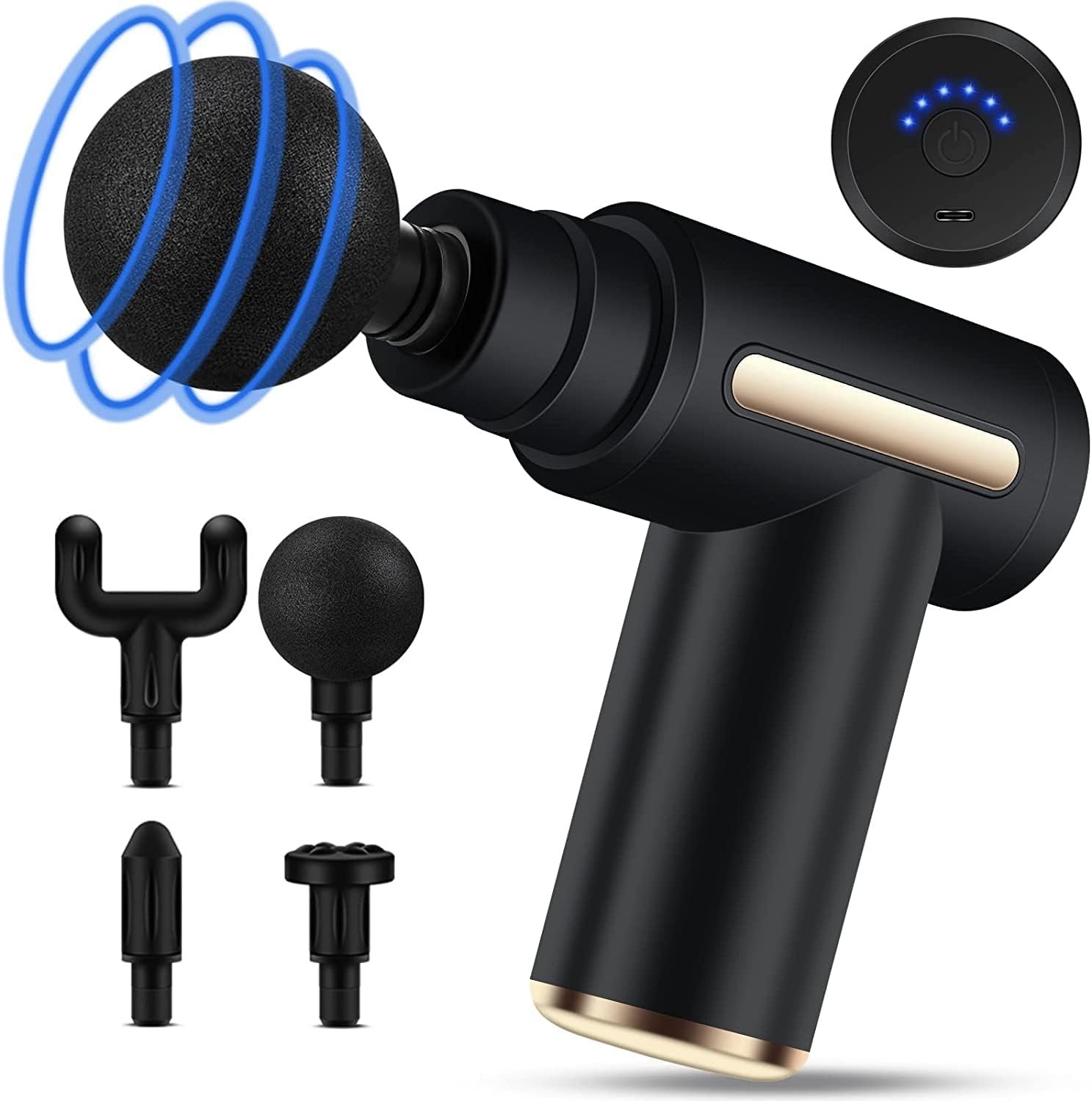 Uplayteck Mini negra con banda dorada y varios cabezales intercambiables