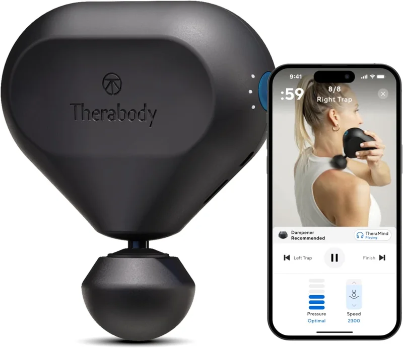 Theragun Mini 2.0, pistola de masaje compacta negra con app Therabody