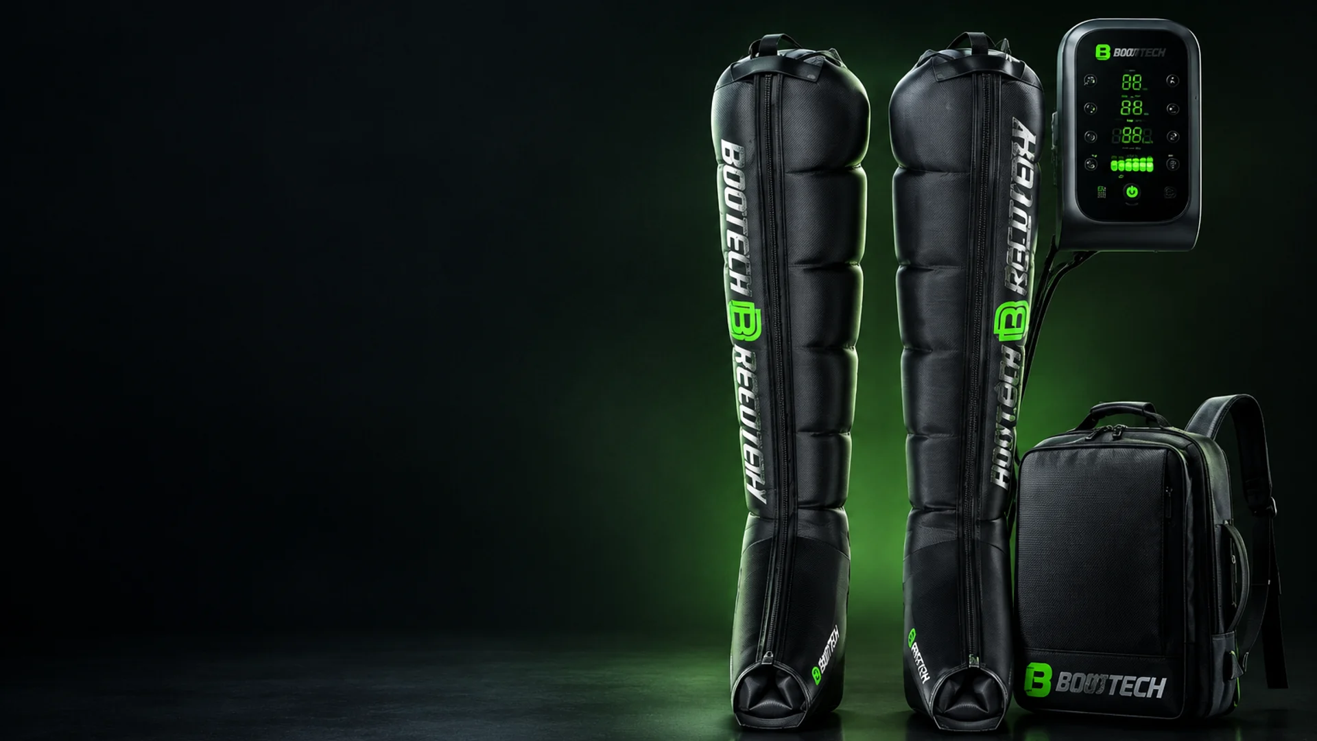 Botas de presoterapia BOOTECH con consola de control y mochila de transporte