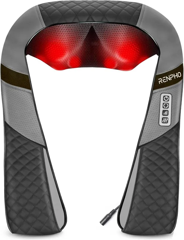 RENPHO Masajeador Cervical y Espalda, en forma de U, con nodos iluminados y panel de botones
