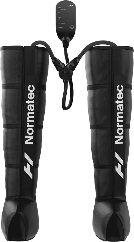 Botas de compresión Hyperice Normatec negras con unidad de control