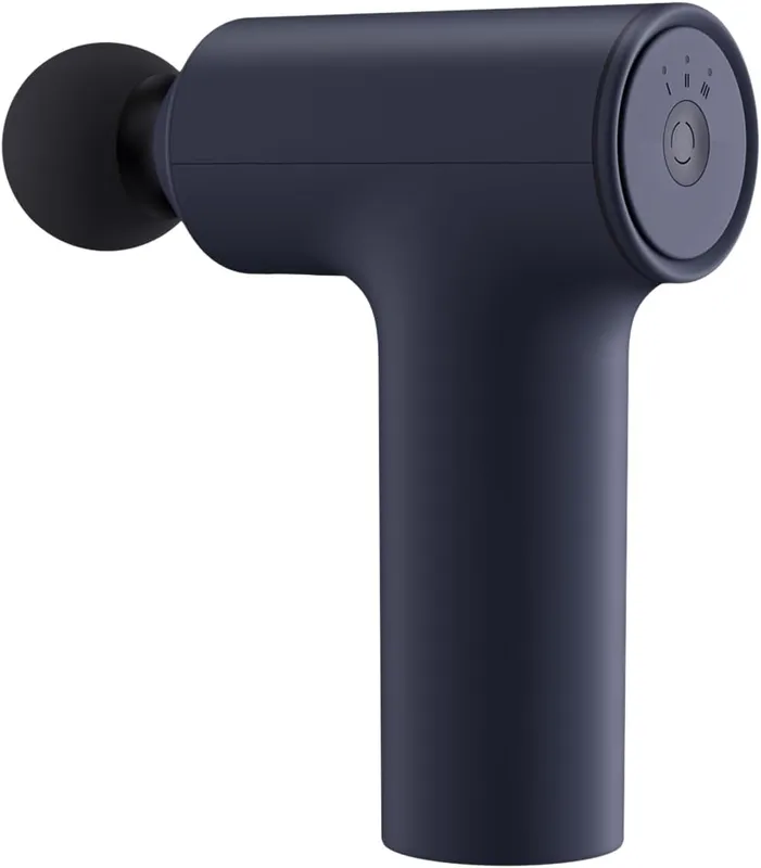 Pistola de masaje Xiaomi Mi Massage Gun Mini azul marino oscuro, forma en T, cabezal esférico, arco LED y botón circular