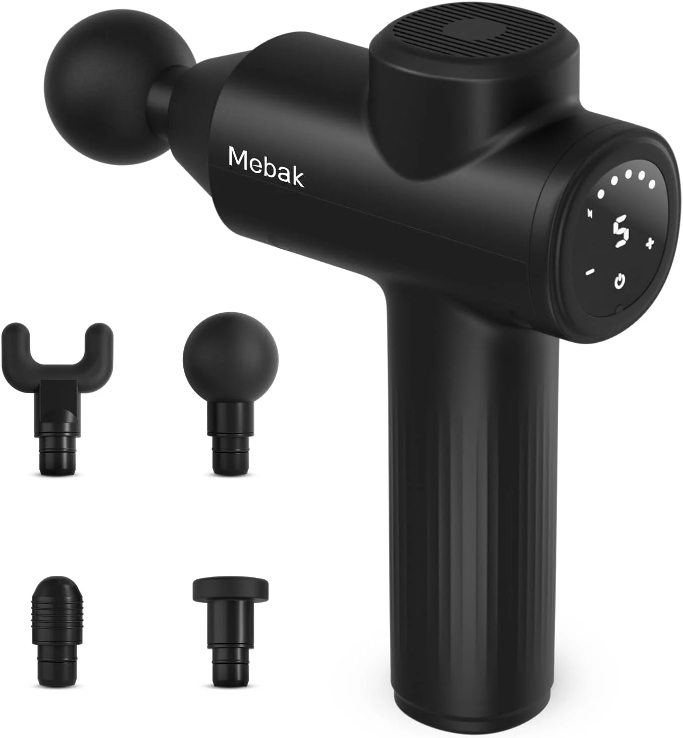 Pistola de masaje Mebak 7 con 4 cabezales y pantalla digital