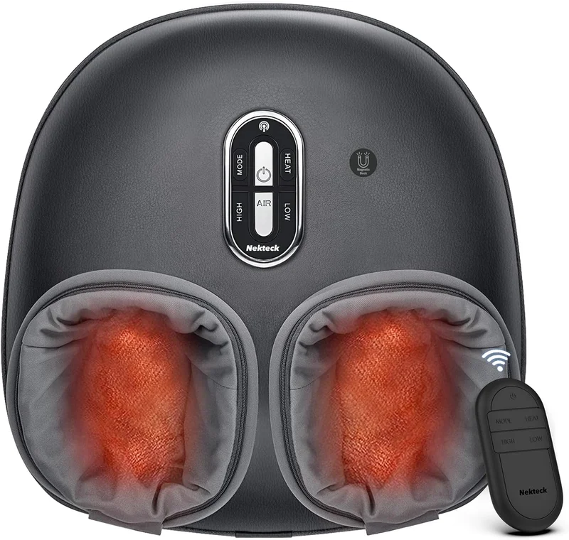 Masajeador de pies shiatsu Nekteck negro con calor, panel y mando a distancia